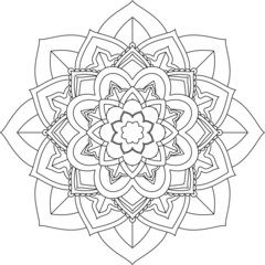 Easy Mandala coloring book simple and basic for beginners, seniors and children. Set of Mehndi flower pattern for Henna drawing and tattoo. Decoration in ethnic oriental, Indian style.