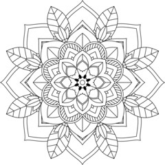 Easy Mandala coloring book simple and basic for beginners, seniors and children. Set of Mehndi flower pattern for Henna drawing and tattoo. Decoration in ethnic oriental, Indian style.
