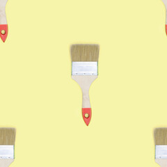 Construction brushes. Seamless texture from construction brushes. Pattern on the theme of painting.