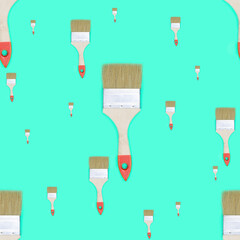 Construction brushes. Seamless texture from construction brushes. Pattern on the theme of painting.