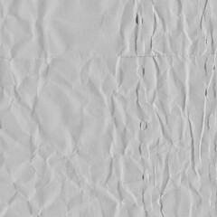 White vintage and old looking crumpled paper background. Retro cardboard texture. Grunge paper for drawing. Ancient book page. Present wrapping.