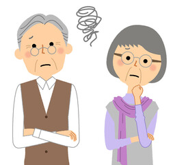 困る老夫婦 　シニアカップル　高齢者