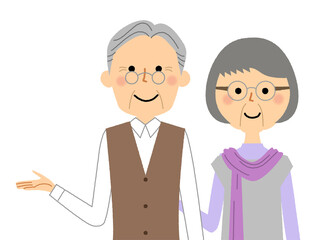 説明する老夫婦 　シニアカップル　高齢者