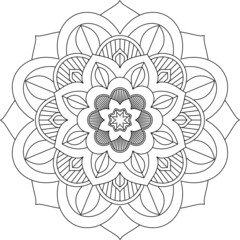 Easy Mandala coloring book simple and basic for beginners, seniors and children. Set of Mehndi flower pattern for Henna drawing and tattoo. Decoration in ethnic oriental, Indian style.