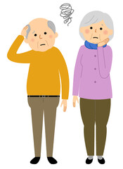 困る老夫婦 　シニアカップル　高齢者