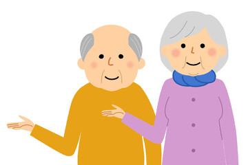 説明する老夫婦 　シニアカップル　高齢者