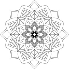 Easy Mandala coloring book simple and basic for beginners, seniors and children. Set of Mehndi flower pattern for Henna drawing and tattoo. Decoration in ethnic oriental, Indian style.