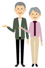 Fototapeta na wymiar 説明する老夫婦 　シニアカップル　高齢者