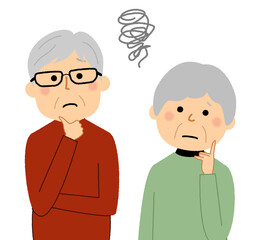 困る老夫婦 　シニアカップル　高齢者