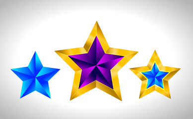 Set of simple gold colorful stars, EPS 10 New year Christmas