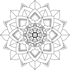 Easy Mandala coloring book simple and basic for beginners, seniors and children. Set of Mehndi flower pattern for Henna drawing and tattoo. Decoration in ethnic oriental, Indian style.