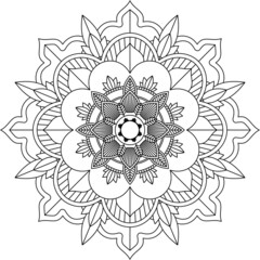 Easy Mandala coloring book simple and basic for beginners, seniors and children. Set of Mehndi flower pattern for Henna drawing and tattoo. Decoration in ethnic oriental, Indian style.