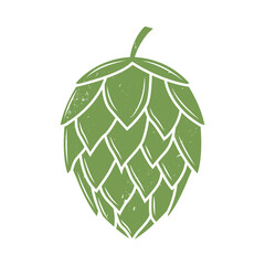 Vintage hop icon with grunge texture. Beer, Pub logo design. Vector illustration