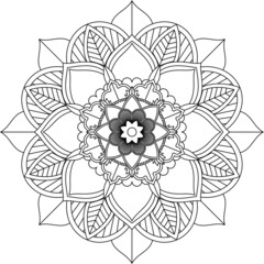 Easy Mandala coloring book simple and basic for beginners, seniors and children. Set of Mehndi flower pattern for Henna drawing and tattoo. Decoration in ethnic oriental, Indian style.