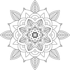 Easy Mandala coloring book simple and basic for beginners, seniors and children. Set of Mehndi flower pattern for Henna drawing and tattoo. Decoration in ethnic oriental, Indian style.