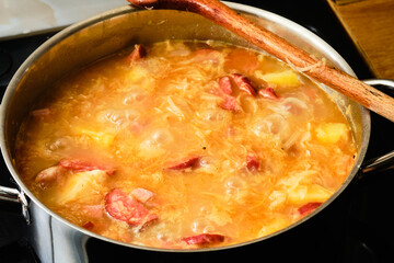 Cooking czech cabbage soup