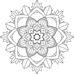 Easy Mandala coloring book simple and basic for beginners, seniors and children. Set of Mehndi flower pattern for Henna drawing and tattoo. Decoration in ethnic oriental, Indian style.
