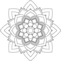 Easy Mandala coloring book simple and basic for beginners, seniors and children. Set of Mehndi flower pattern for Henna drawing and tattoo. Decoration in ethnic oriental, Indian style.
