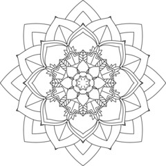 Easy Mandala coloring book simple and basic for beginners, seniors and children. Set of Mehndi flower pattern for Henna drawing and tattoo. Decoration in ethnic oriental, Indian style.