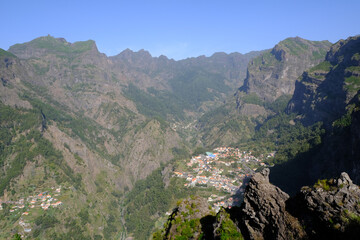 Fototapeta premium Curral Das Freiras valley and mountains, Madeira Island, Portugal