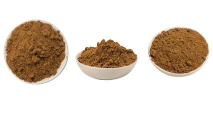Mix spices in a bowl isolated on white.