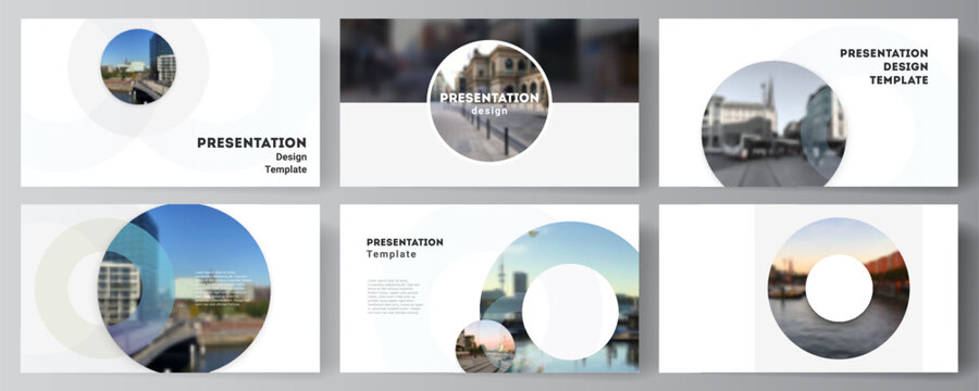Vector layout of the presentation slides design business templates, multipurpose template for presentation brochure, cover. Background template with rounds, circles for IT, technology. Minimal style.