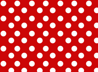 Polka white dot on red background, traditional pattern for dress, fabric, textile. Vector illustration © Savvapanf Photo ©