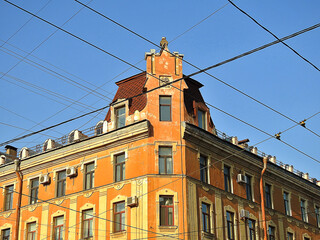 Fototapeta na wymiar House on Vasilyevsky Island in St. Petersburg, Russia