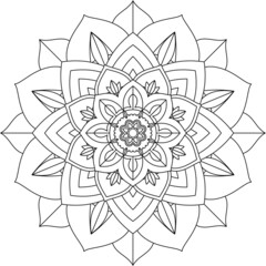 Easy Mandala coloring book simple and basic for beginners, seniors and children. Set of Mehndi flower pattern for Henna drawing and tattoo. Decoration in ethnic oriental, Indian style.