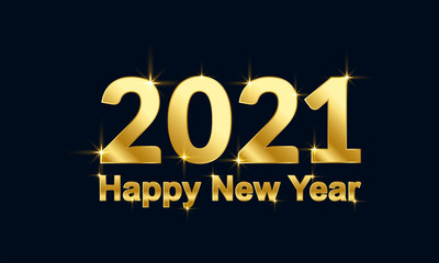 Fototapeta na wymiar 2021 New Year banner, Happy New year, 2021 New year banner with a dark black background with gold colour text