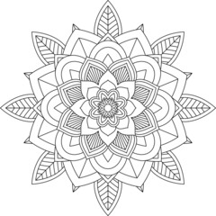 Easy Mandala coloring book simple and basic for beginners, seniors and children. Set of Mehndi flower pattern for Henna drawing and tattoo. Decoration in ethnic oriental, Indian style.
