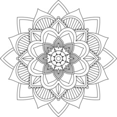 Easy Mandala coloring book simple and basic for beginners, seniors and children. Set of Mehndi flower pattern for Henna drawing and tattoo. Decoration in ethnic oriental, Indian style.