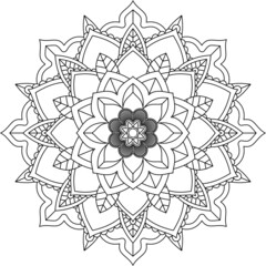 Easy Mandala coloring book simple and basic for beginners, seniors and children. Set of Mehndi flower pattern for Henna drawing and tattoo. Decoration in ethnic oriental, Indian style.