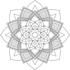 Easy Mandala coloring book simple and basic for beginners, seniors and children. Set of Mehndi flower pattern for Henna drawing and tattoo. Decoration in ethnic oriental, Indian style.
