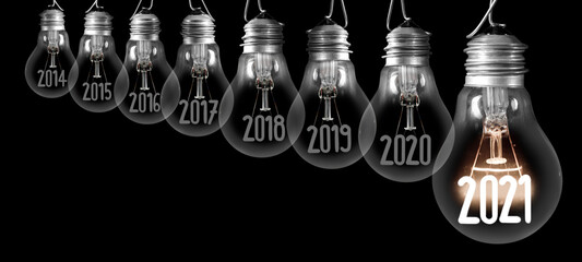 Light Bulbs with New Year 2021