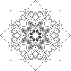Easy Mandala coloring book simple and basic for beginners, seniors and children. Set of Mehndi flower pattern for Henna drawing and tattoo. Decoration in ethnic oriental, Indian style.