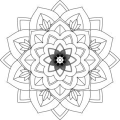 Easy Mandala coloring book simple and basic for beginners, seniors and children. Set of Mehndi flower pattern for Henna drawing and tattoo. Decoration in ethnic oriental, Indian style.