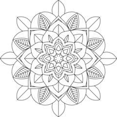 Easy Mandala coloring book simple and basic for beginners, seniors and children. Set of Mehndi flower pattern for Henna drawing and tattoo. Decoration in ethnic oriental, Indian style.