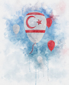 Illustration of baloons with northern cyprus flag