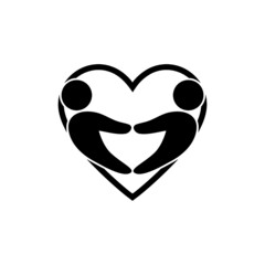 Hands folded in the shape of a heart. Heart hands icon isolated on white background