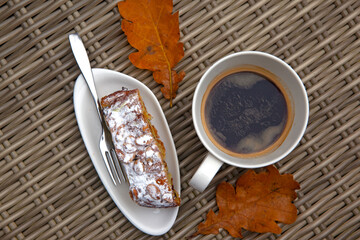a cup  of coffe and cake