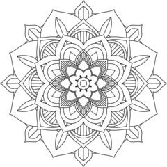 Easy Mandala coloring book simple and basic for beginners, seniors and children. Set of Mehndi flower pattern for Henna drawing and tattoo. Decoration in ethnic oriental, Indian style.