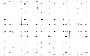 Rough, irregular texture composed of monochrome geometric elements. Overlay distressed grunge background. Abstract vector illustration. Isolated on white background. EPS10