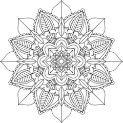 Easy Mandala coloring book simple and basic for beginners, seniors and children. Set of Mehndi flower pattern for Henna drawing and tattoo. Decoration in ethnic oriental, Indian style.