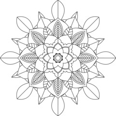Easy Mandala coloring book simple and basic for beginners, seniors and children. Set of Mehndi flower pattern for Henna drawing and tattoo. Decoration in ethnic oriental, Indian style.