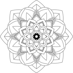 Easy Mandala coloring book simple and basic for beginners, seniors and children. Set of Mehndi flower pattern for Henna drawing and tattoo. Decoration in ethnic oriental, Indian style.