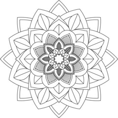 Easy Mandala coloring book simple and basic for beginners, seniors and children. Set of Mehndi flower pattern for Henna drawing and tattoo. Decoration in ethnic oriental, Indian style.