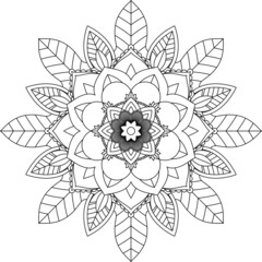 Easy Mandala coloring book simple and basic for beginners, seniors and children. Set of Mehndi flower pattern for Henna drawing and tattoo. Decoration in ethnic oriental, Indian style.