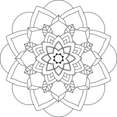 Fototapeta premium Easy Mandala coloring book simple and basic for beginners, seniors and children. Set of Mehndi flower pattern for Henna drawing and tattoo. Decoration in ethnic oriental, Indian style.