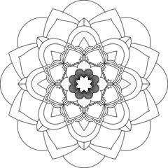Easy Mandala coloring book simple and basic for beginners, seniors and children. Set of Mehndi flower pattern for Henna drawing and tattoo. Decoration in ethnic oriental, Indian style.